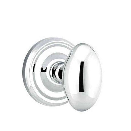Emtek 8200EUS26 Egg Knob 2-3/8" Backset Privacy with Regular Rose for 1-1/4" to 2" Door Polished Chrome Finish