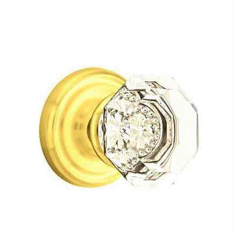 Emtek 8200OTUS3 8200OTUS Town Glass Knob Privacy with Regular Rose Polished Brass Lifetime