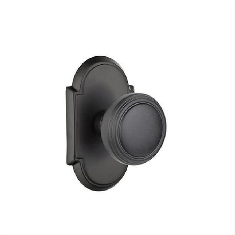Emtek 8208NWUS19 Knob 2-3/8" Backset Privacy with # 8 Rose for 1-1/4" to 2" Door - Reversible Flat Black