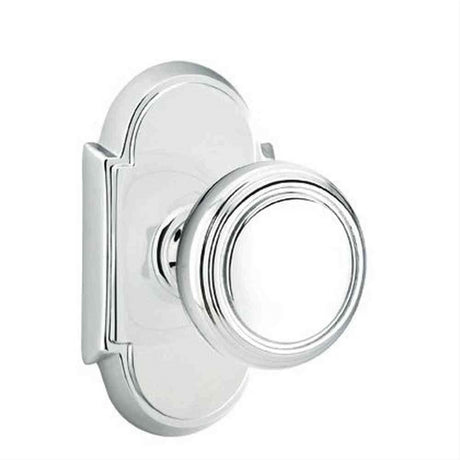 Emtek 8208NWUS26 Knob 2-3/8" Backset Privacy with # 8 Rose for 1-1/4" to 2" Door - Reversible Polished Chrome