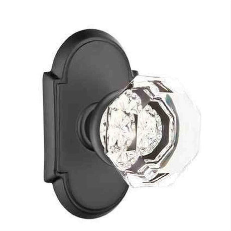 Emtek 8208OTUS19 8208OTUS Town Glass Knob Privacy with # 8 Rose Flat Black