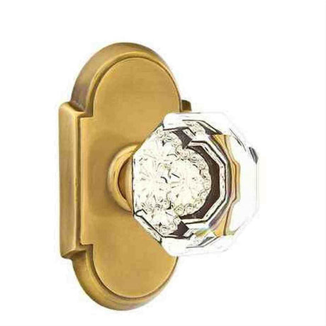 Emtek 8208OTUS7 8208OTUS Town Glass Knob Privacy with # 8 Rose French Antique Brass