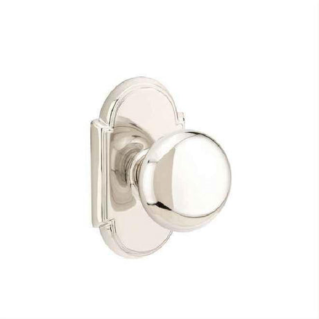 Emtek 8208PUS14 Knob 2-3/8" Backset Privacy with # 8 Rose for 1-1/4" to 2" Door - Reversible Polished Nickel Lifetime