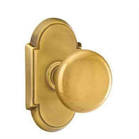 Emtek 8208PUS7 Knob 2-3/8" Backset Privacy with # 8 Rose for 1-1/4" to 2" Door - Reversible French Antique Brass