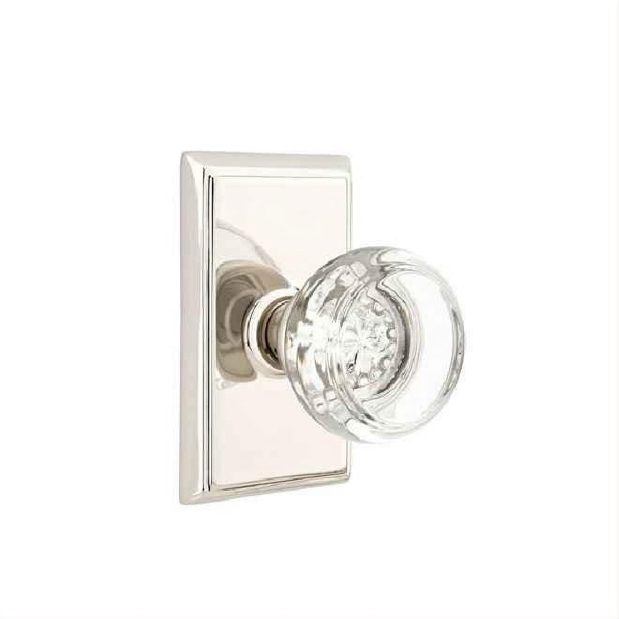Emtek 8221GTUS10BXUS14 Glass Knob 2-3/8" Backset Privacy with Rectangular Rose for 1-1/4" to 2" Door - Reversible Oil Rubbed Bronze by Polished Nickel Lifetime