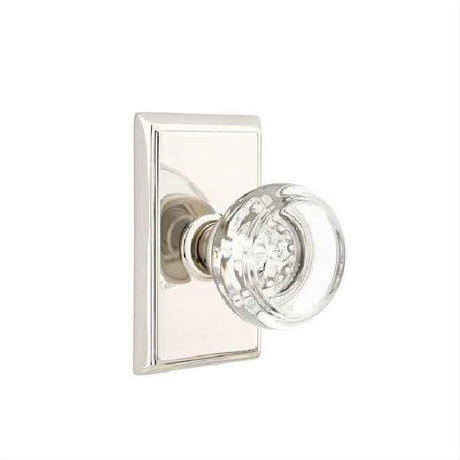 Emtek 8221GTUS10BXUS14 Glass Knob 2-3/8" Backset Privacy with Rectangular Rose for 1-1/4" to 2" Door - Reversible Oil Rubbed Bronze by Polished Nickel Lifetime