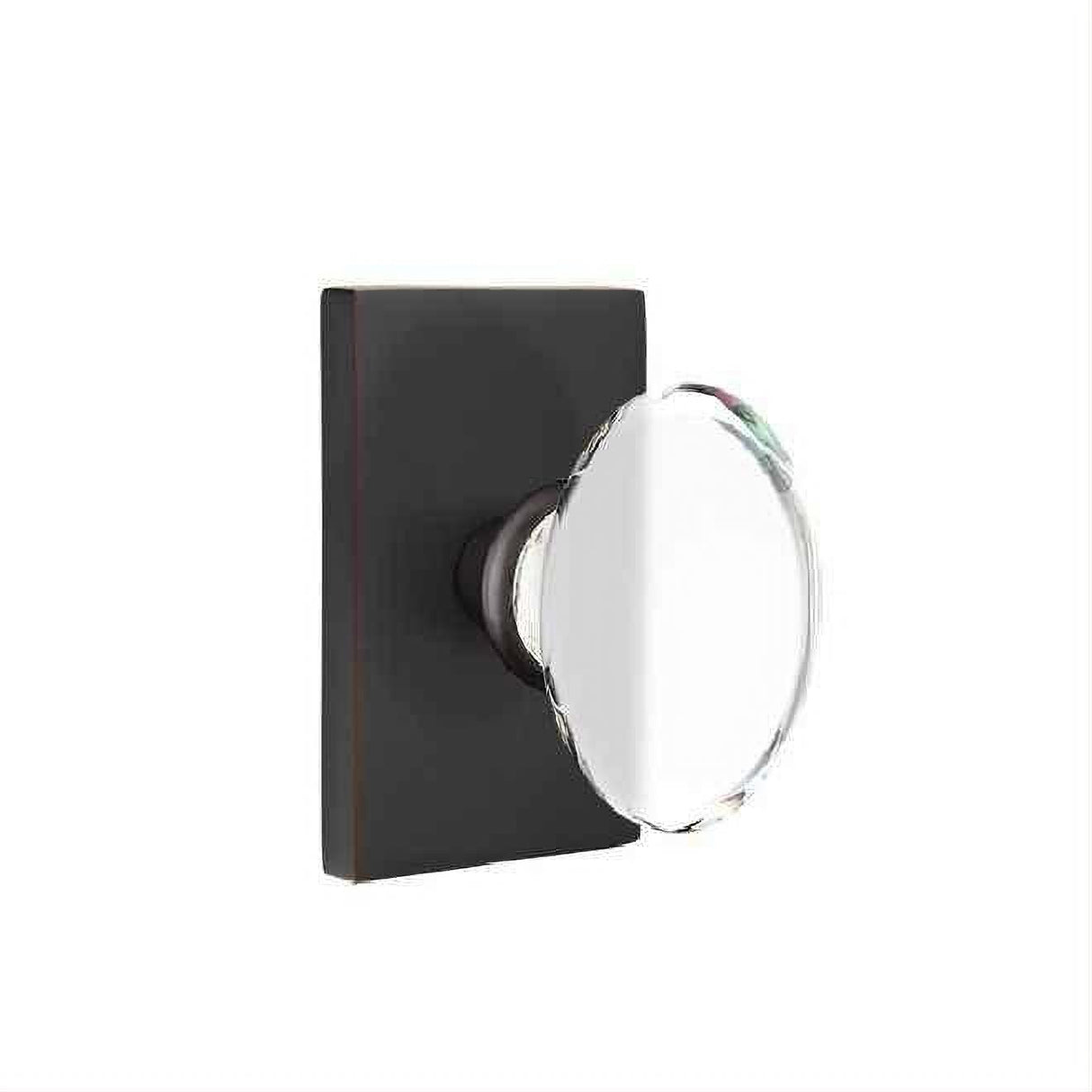 Emtek 8221HTUS10B Glass Knob 2-3/8" Backset Privacy with Rectangular Rose for 1-1/4" to 2" Door Oil Rubbed Bronze