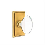 Emtek 8221HTUS7 Glass Knob 2-3/8" Backset Privacy with Rectangular Rose for 1-1/4" to 2" Door French Antique Brass