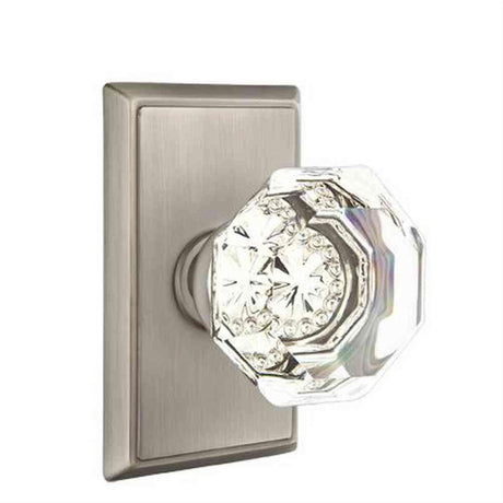 Emtek 8221OTUS10BXUS14 Town Glass Knob 2-3/8" Backset Privacy with Rectangular Rose for 1-1/4" to 2" Door - Reversible Oil Rubbed Bronze by Polished Nickel Lifetime
