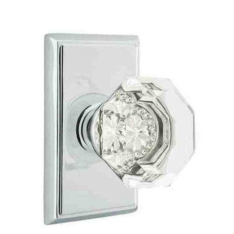Emtek 8221OTUS26 Town Glass Knob 2-3/8" Backset Privacy with Rectangular Rose for 1-1/4" to 2" Door - Reversible Polished Chrome