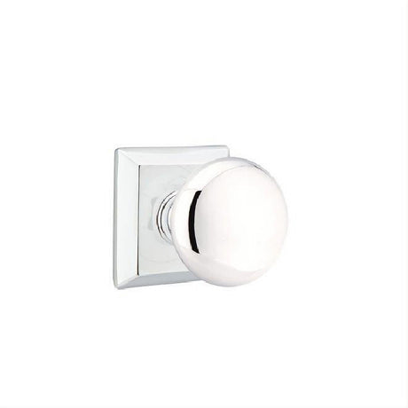 Emtek 8231PUS14 Knob 2-3/8" Backset Privacy with Quincy Rose for 1-1/4" to 2" Door - Reversible Polished Nickel Lifetime