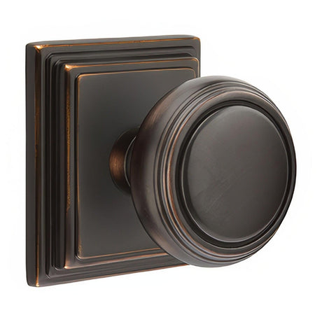 Emtek 8261NWUS14 8261NWUS Norwich Knob 2-3/8" Backset Privacy with Wilshire Rose Polished Nickel Lifetime
