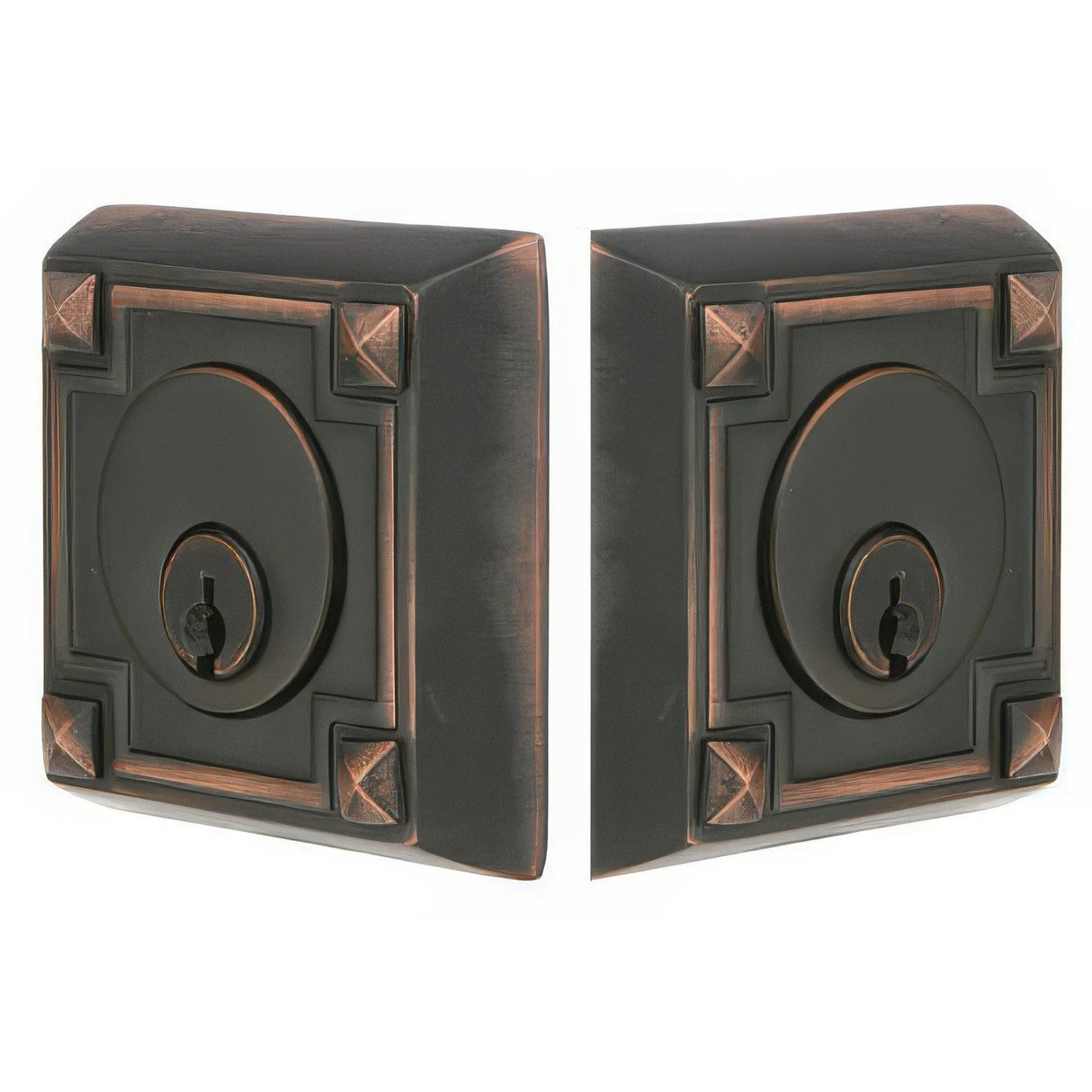 Emtek 8354US10B Arts and Crafts Style Designer Brass Double Cylinder Deadbolt Oil Rubbed Bronze