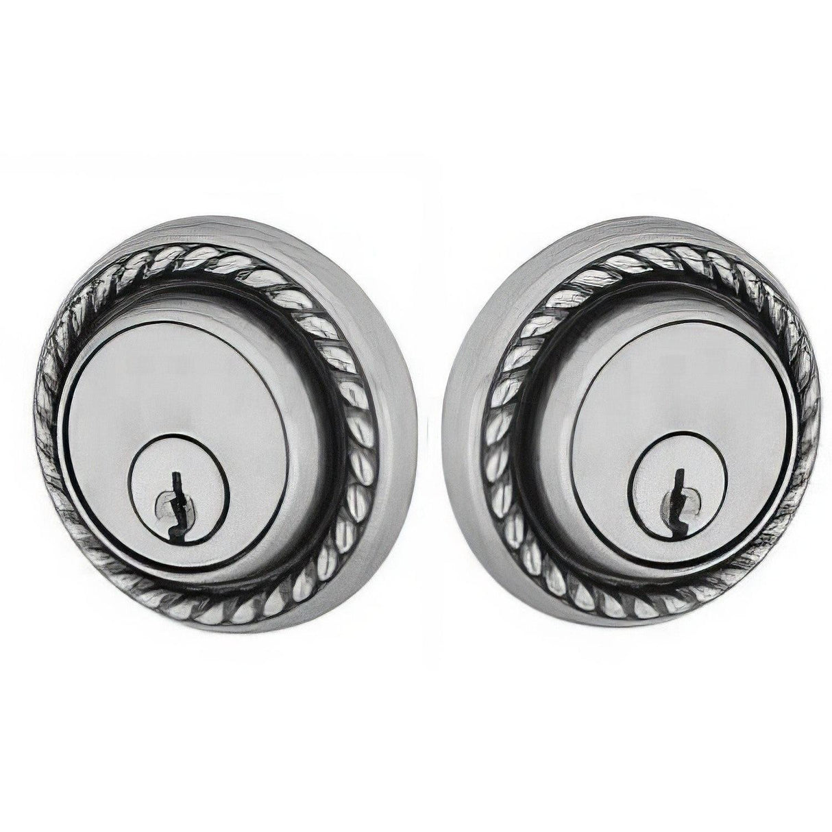 Emtek 8364US15A Rope Style Designer Brass Double Cylinder Deadbolt Pewter