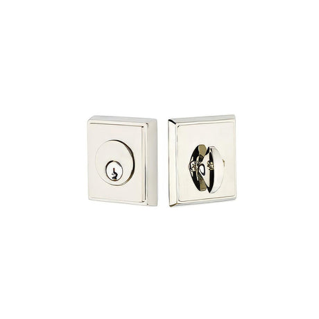 Emtek 8368US14 Rectangular Style Brass Modern Double Cylinder Deadbolt Polished Nickel