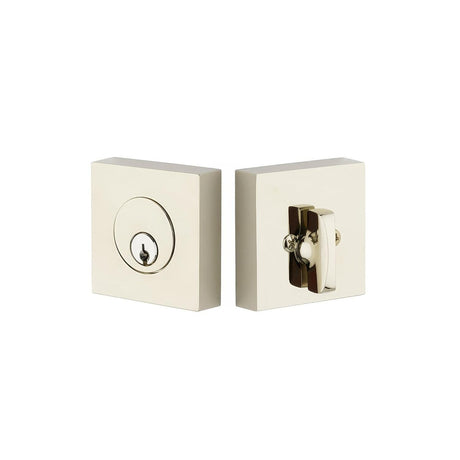 Emtek 8369US14 Square Style Brass Modern Double Cylinder Deadbolt Polished Nickel