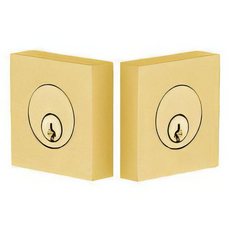 Emtek 8369US4 Square Style Brass Modern Double Cylinder Deadbolt Satin Brass