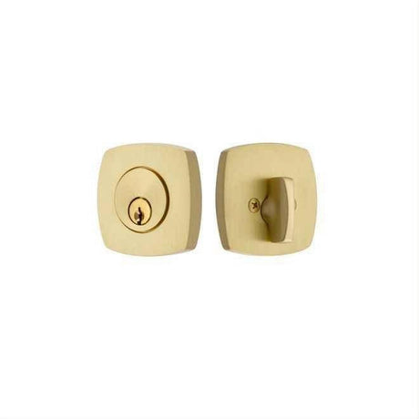 Emtek 8426US4 Modern Single Cylinder Deadbolt with 2-3/8" and 2-3/4" Backset for 1-3/4" Door - Reversible Satin Brass