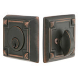 Emtek 8454US10B Arts and Crafts Style Designer Brass Single Cylinder Deadbolt Oil Rubbed Bronze