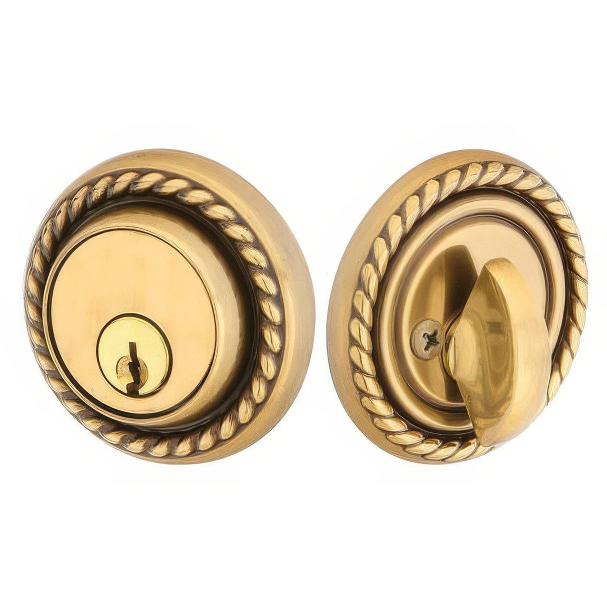 Emtek 8464US7 8464US Rope Style Designer Brass Single Cylinder Deadbolt French Antique