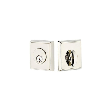 Emtek 8468US10BXUS15 Rectangular Style Brass Modern Single Cylinder Deadbolt Oil Rubbed Bronze by Satin Nickel