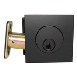 Emtek 8469US19.RLS Single Cylinder Deadbolt with 2-3/8" and 2-3/4" Backset for 1-3/4" Door with Radius Latch Strike Flat Black
