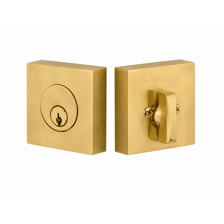 Emtek 8469US3NL 8469US Square Brass Modern Keyed Entry Single Cylinder Deadbolt Unlacquered Brass
