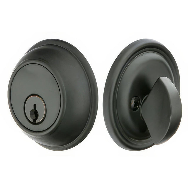 Emtek 8471FB Tuscany Bronze Keyed Entry Single Cylinder Deadbolt Flat Black