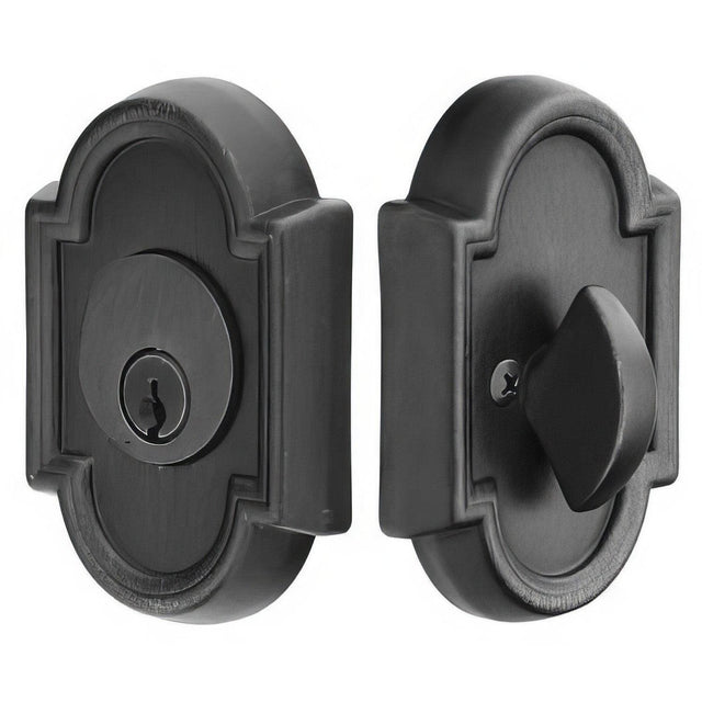 Emtek 8472FB #11 Style Tuscany Bronze Single Cylinder Deadbolt Flat Black