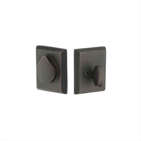 Emtek 8477MB Rustic Modern Rectangular with Flap Single Deadbolt with Medium Bronze