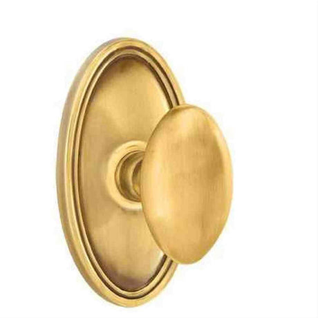 Emtek 8520EUS7 Knob Dummy Pair with Oval Rose for 1-1/4" to 2" Door - Reversible French Antique Brass