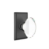 Emtek 8521HTUS19 Glass Knob Dummy Pair with Rectangular Rose for 1-1/4" to 2" Door - Reversible Flat Black