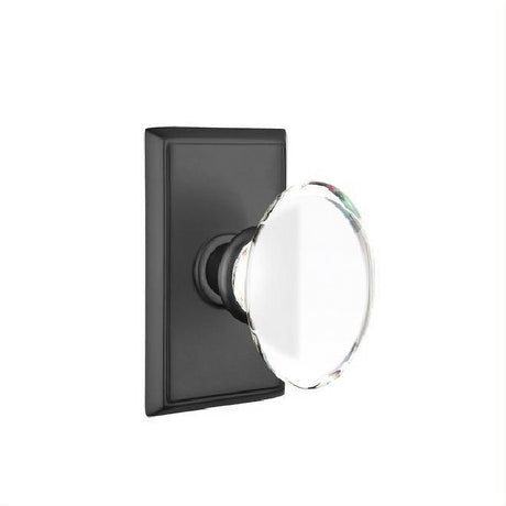 Emtek 8521HTUS19 Glass Knob Dummy Pair with Rectangular Rose for 1-1/4" to 2" Door - Reversible Flat Black