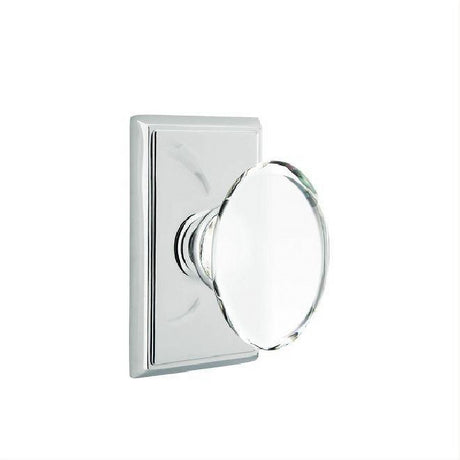 Emtek 8521HTUS26 Glass Knob Dummy Pair with Rectangular Rose for 1-1/4" to 2" Door - Reversible Polished Chrome