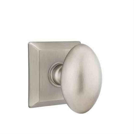 Emtek 8531EUS15 Knob Dummy Pair with Quincy Rose for 1-1/4" to 2" Door - Reversible Satin Nickel