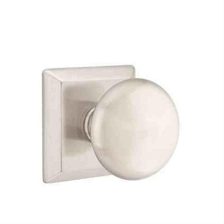 Emtek 8531PUS15 Knob Dummy Pair with Quincy Rose for 1-1/4" to 2" Door - Reversible Satin Nickel