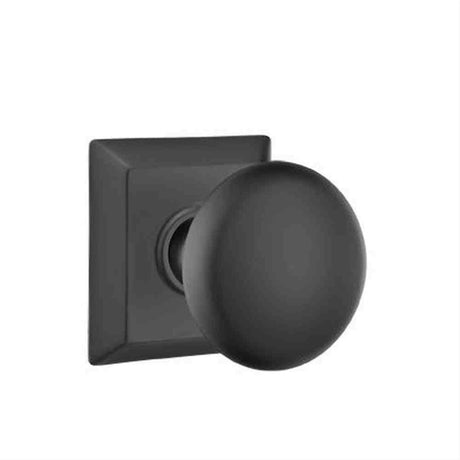 Emtek 8531PUS19 Knob Dummy Pair with Quincy Rose for 1-1/4" to 2" Door - Reversible Flat Black