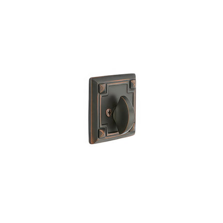 Emtek 8554US10B Arts and Crafts Style Designer Brass One-Sided Deadbolt Oil Rubbed Bronze
