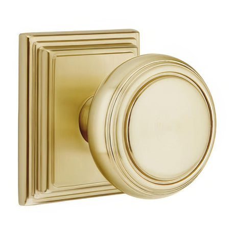 Emtek 8561NWUS4 8561NWUS Norwich Knob Dummy Pair with Wilshire Rose Satin Brass