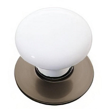 Emtek 86001US15A Ice White 1-3/8" Porcelain Cabinet Knob with Solid Brass Rosette Pewter