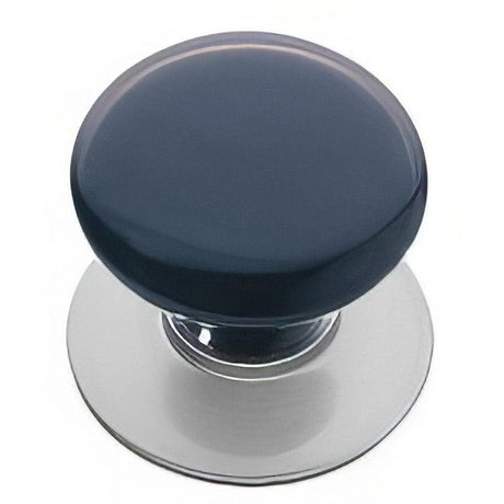 Emtek 86009US15 Ebony 1-3/8" Porcelain Cabinet Knob with Solid Brass Rosette Satin Nickel