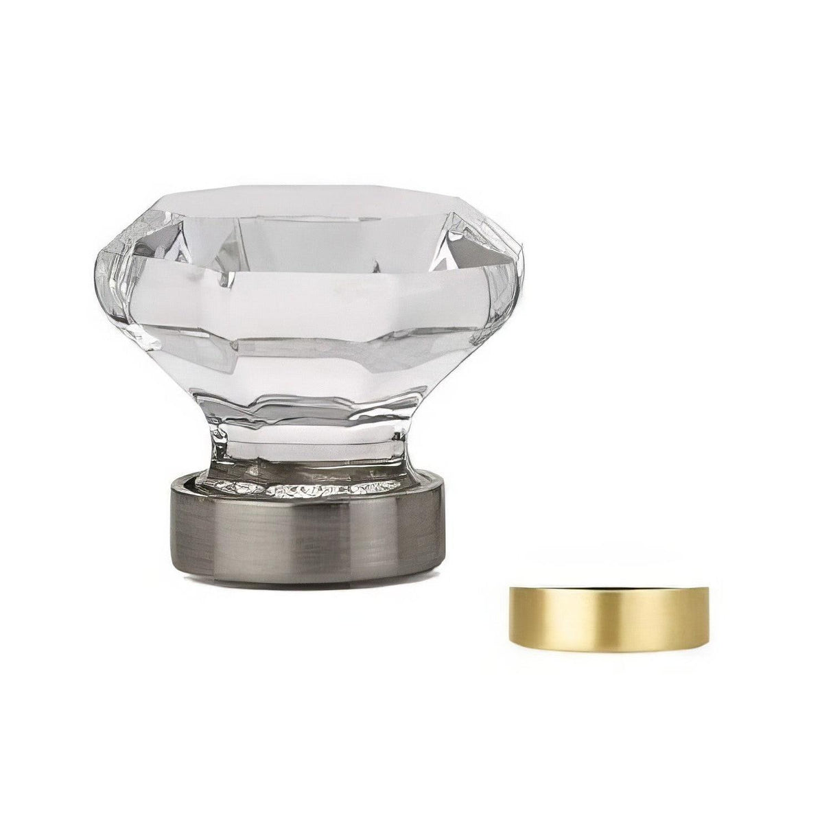 Emtek 86010US4 Old Town 1" Clear Crystal Cabinet Knob with Solid Brass Rosette Satin Brass