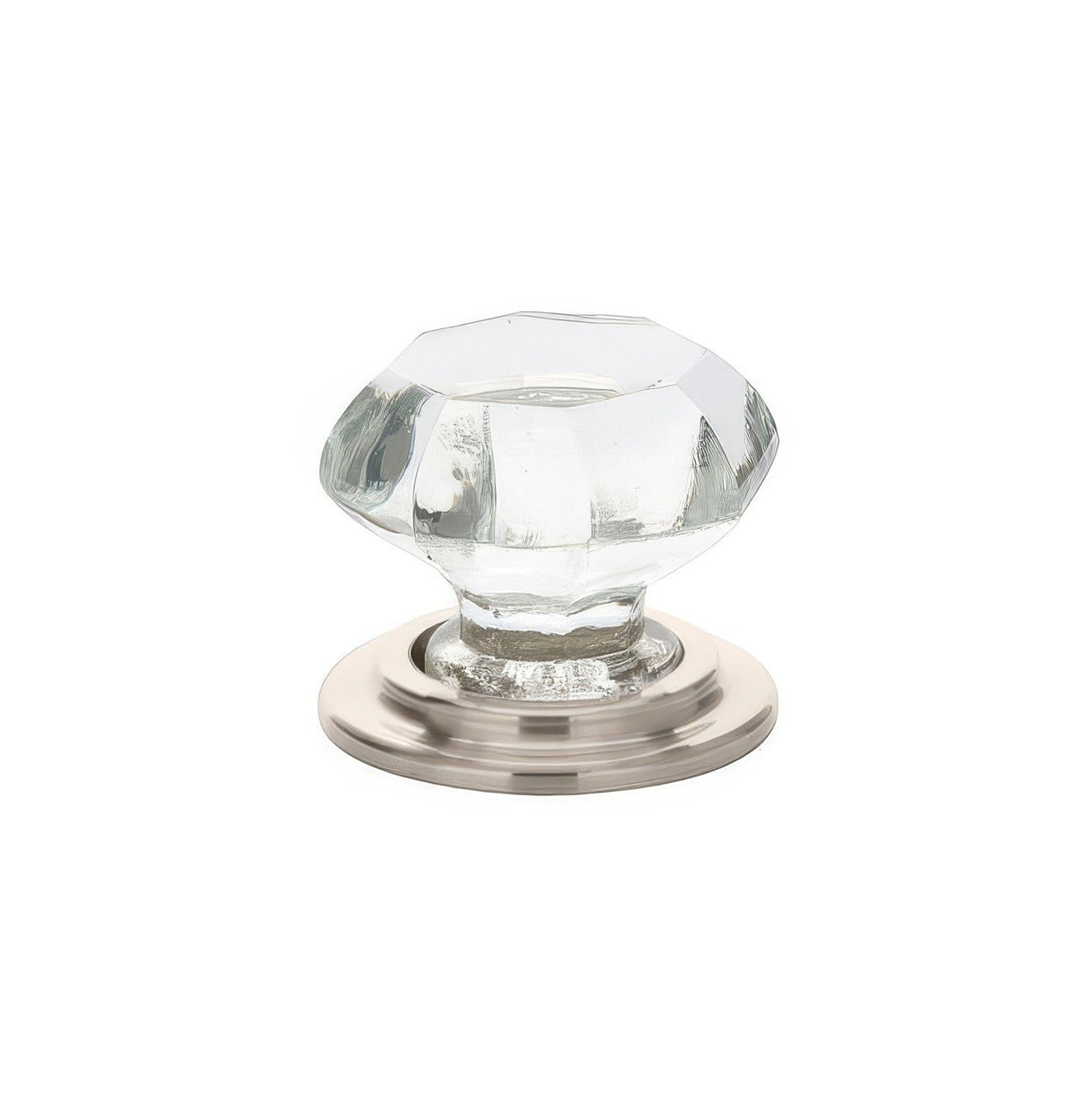 Emtek 86028US14 Old Town 1-3/4" Clear Crystal Wardrobe Knob with Solid Brass Rosette Polished Nickel