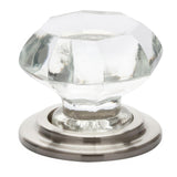 Emtek 86028US15 Old Town 1-3/4" Clear Crystal Wardrobe Knob with Solid Brass Rosette Satin Nickel