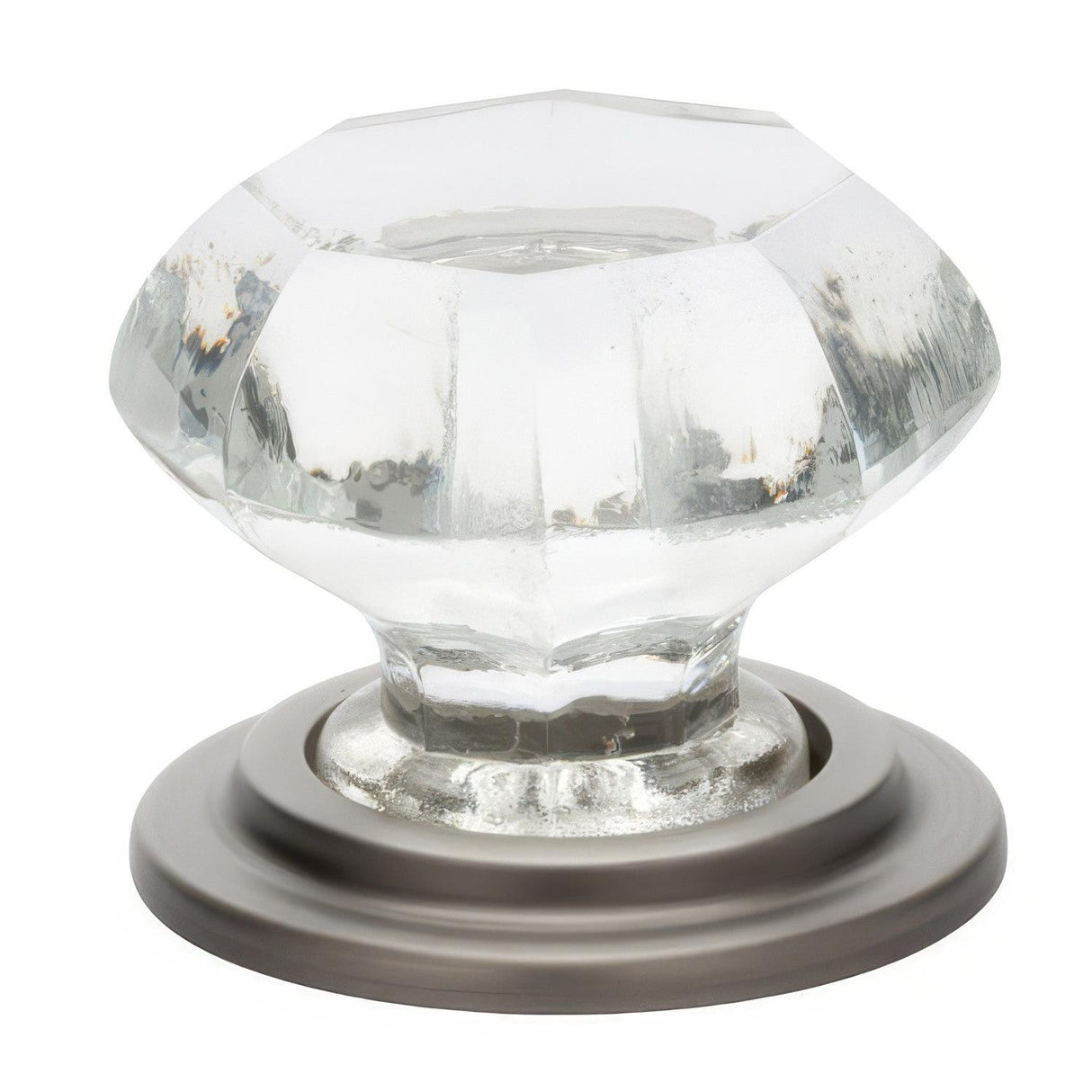 Emtek 86028US15A Old Town 1-3/4" Clear Crystal Wardrobe Knob with Solid Brass Rosette Pewter