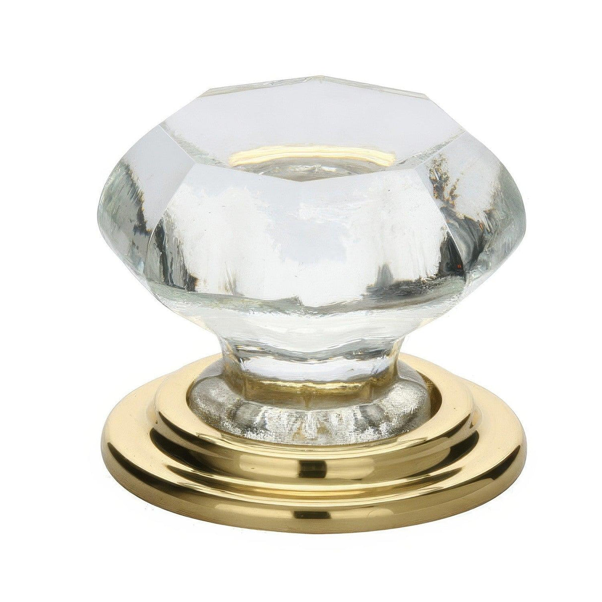 Emtek 86028US3 Old Town 1-3/4" Clear Crystal Wardrobe Knob with Solid Brass Rosette Polished Brass