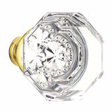 Emtek 86028US3NL Old Town 1-3/4" Clear Crystal Wardrobe Knob with Solid Brass Rosette Unlacquered Brass