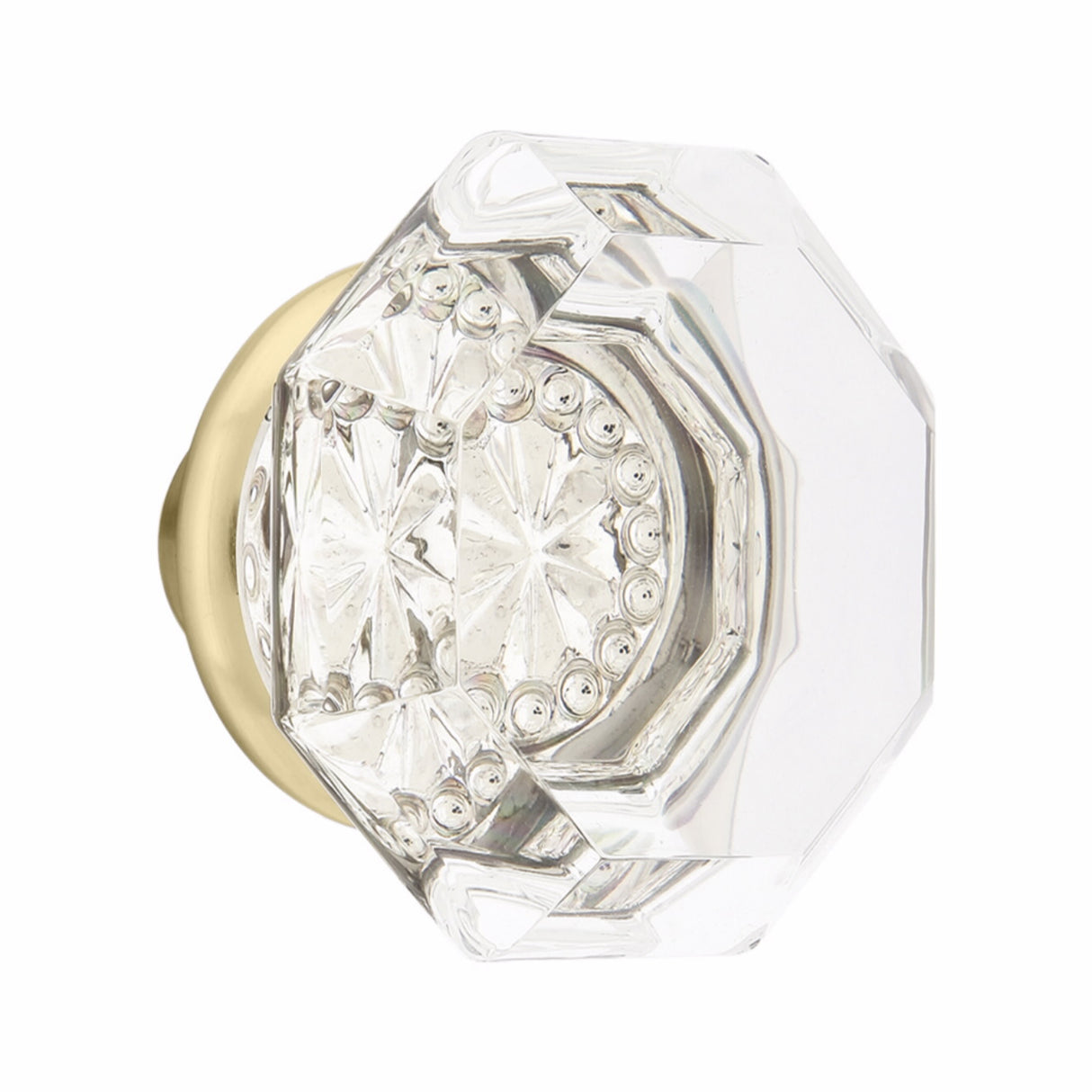 Emtek 86028US4 Old Town 1-3/4" Clear Crystal Wardrobe Knob with Solid Brass Rosette Satin Brass