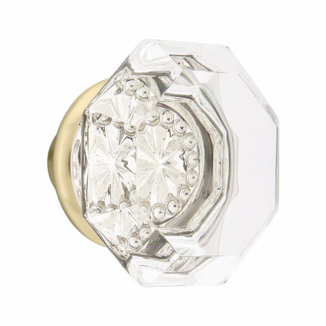 Emtek 86028US4 Old Town 1-3/4" Clear Crystal Wardrobe Knob with Solid Brass Rosette Satin Brass