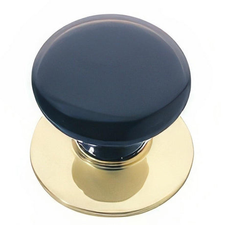 Emtek 86033US3 Ebony 1-3/4" Porcelain Wardrobe Knob with Solid Brass Rosette Polished Brass